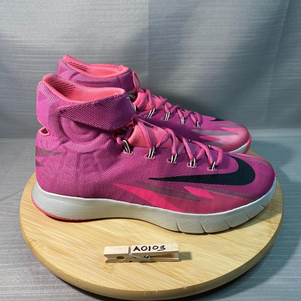 2013 Nike Zoom Hyperev Pink Breast Cancer Awareness Shoes Sneaker Sz 9.5M A0103